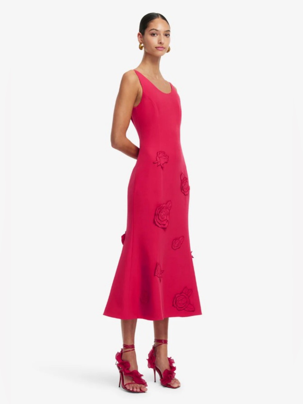 LEO LIN EMILY Red Flower Applique Trumpet Mini Dress AU8/US4 NWOT - Picture 4 of 6